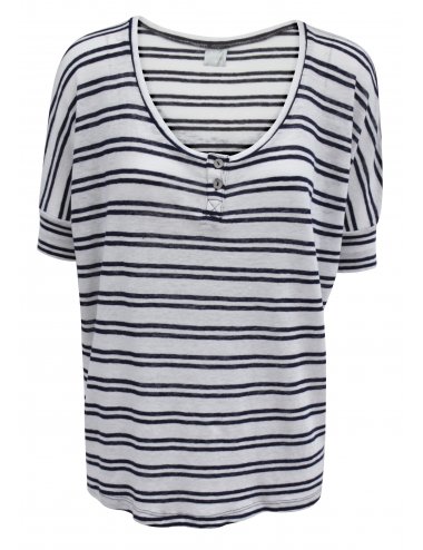 Striped Button Front Top