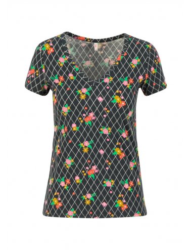 sunshine camp Kurzarm Shirt in farbe grid of flowers, Gr. S