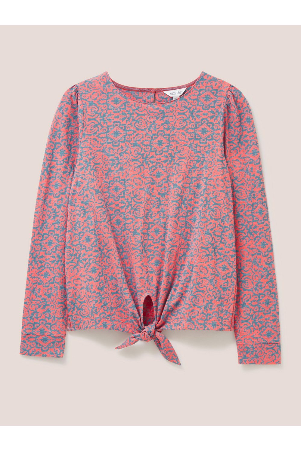 White Stuff TIE HEM TOP in PINK PR