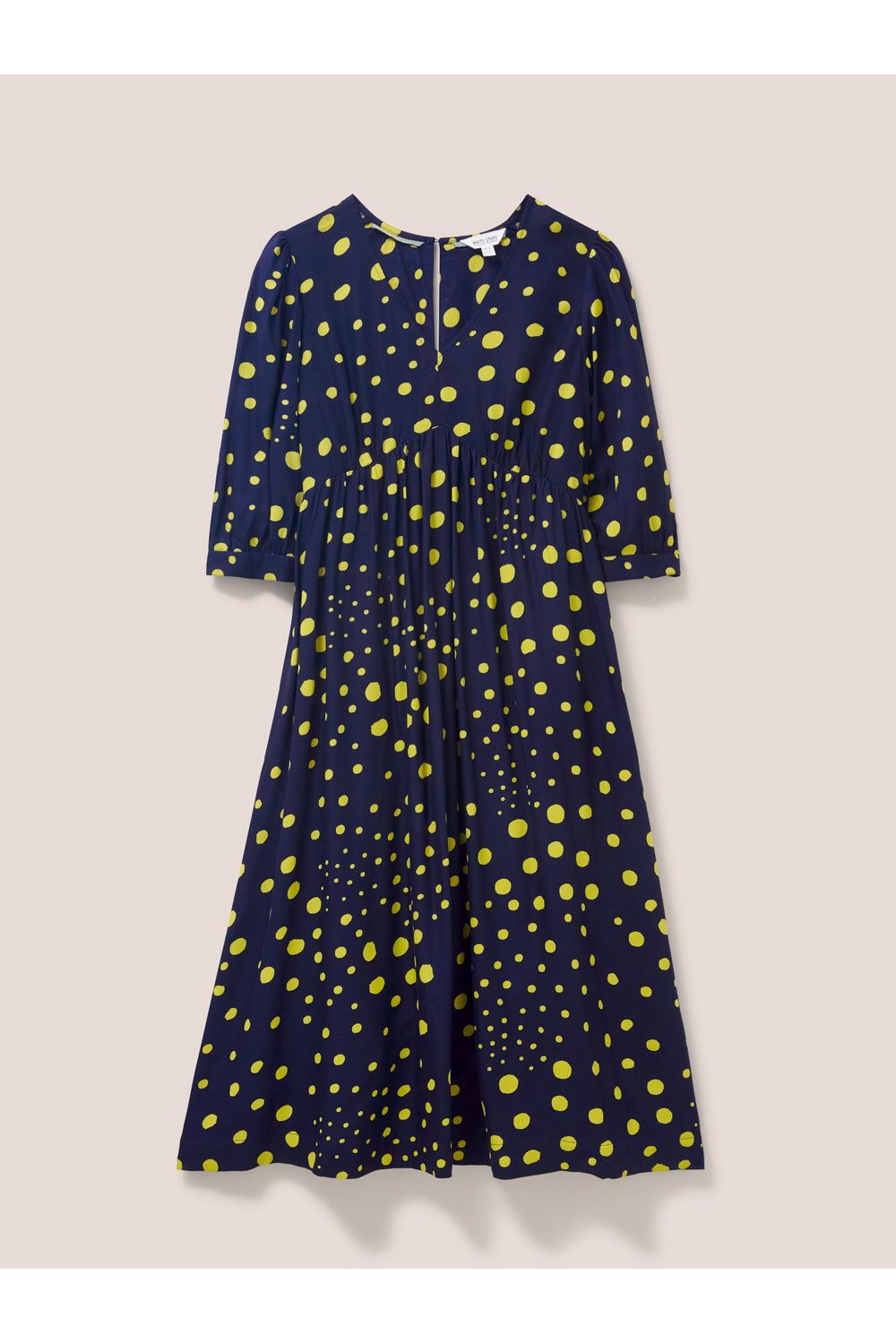 White Stuff Lucy Eco Vero Midi Dress in NAVY MULTI