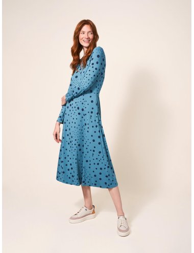 White Stuff Madeline Eco Vero Jersey Dress in TEAL MLT