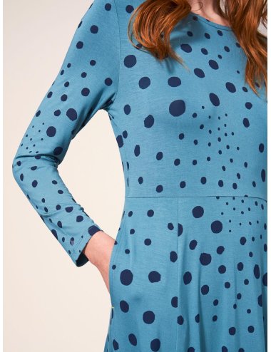 White Stuff Madeline Eco Vero Jersey Dress in TEAL MLT