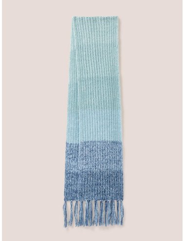 White Stuff Knitted Ombre Scarf in BLUE MLT