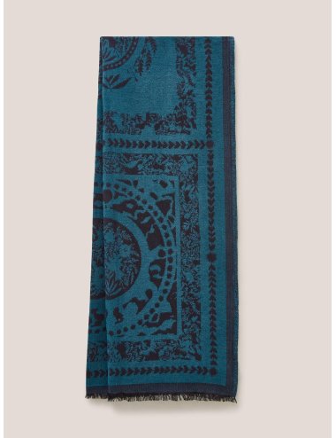 White Stuff Floral Tile Print Scarf 439904 in BLUE MULTI