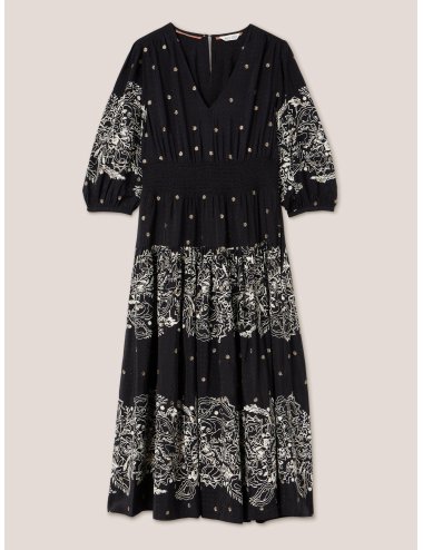 White Stuff Maude Embroidered Dress 439818 in Black