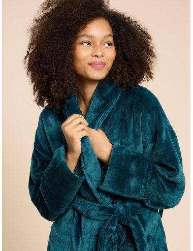 White Stuff Clover Cosy Dressing Gown 439715 in DARK TEAL