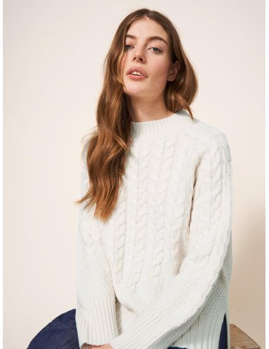 White Stuff CABLE YOKE JUMPER 439871 in PALE IVORY