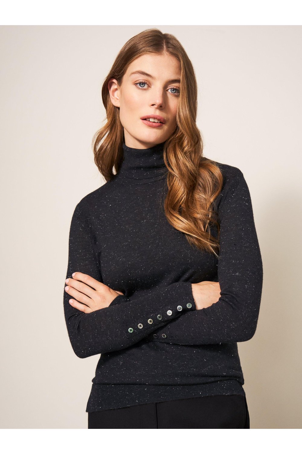 White Stuff SPARKLE ROLL NECK JUMPER 439893 in CHARCOAL GREY