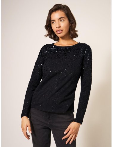 White Stuff ROXY SEQUIN TOP 439912 in CHARCOAL GREY