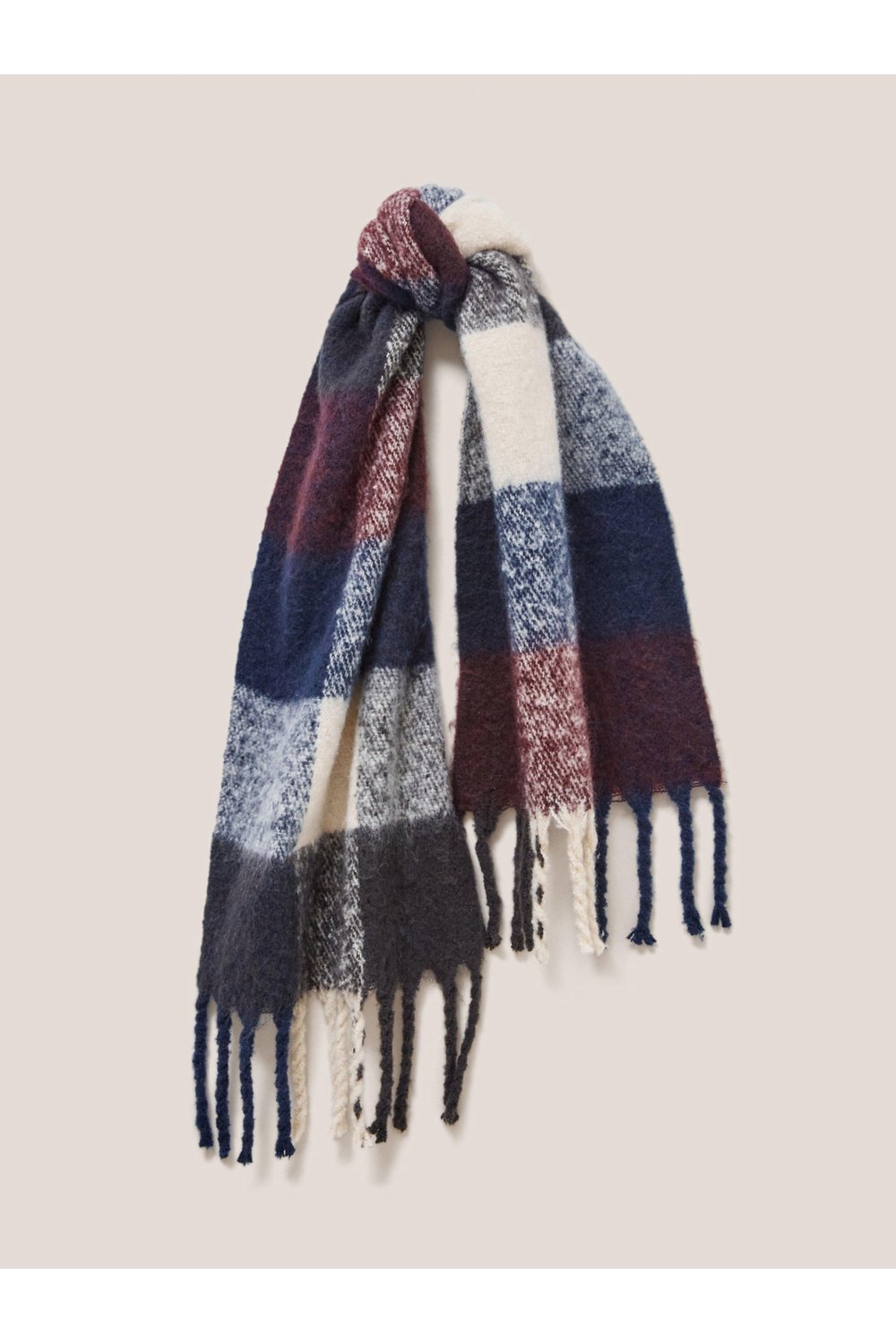 White Stuff Shelly Brushed Check Scarf 440119 in NAVY MULTI