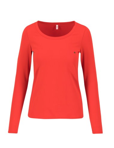 Blutsgeschwister logo round neck langarm welle in just me in red Gr. XS