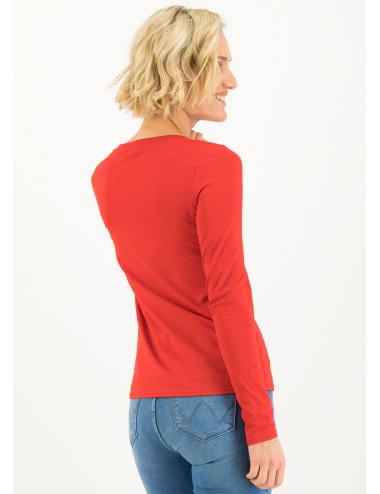 Blutsgeschwister logo round neck langarm welle in just me in red Gr. XS